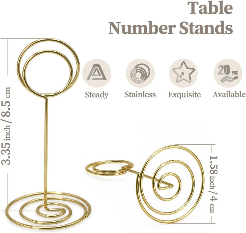 RONTEDA Table Number Holders 20Packs - 3.35 Inch Table Number Stands Place Card Holder for Wedding Party Graduation Reception Restaurant Home Photo Picture Office Memo (Gold, 3.35") - Image 2